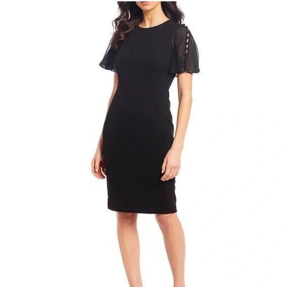 Calvin Klein Dresses & Skirts - Calvin Klein Black Chiffon Sleeve Dress Sheath